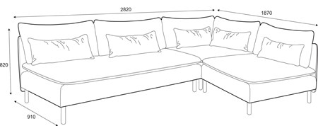 Idyll hjørnesofa 3-hj-1 uten armlener