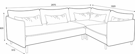 Idyll hjørnesofa 3-hj-1 med armlener